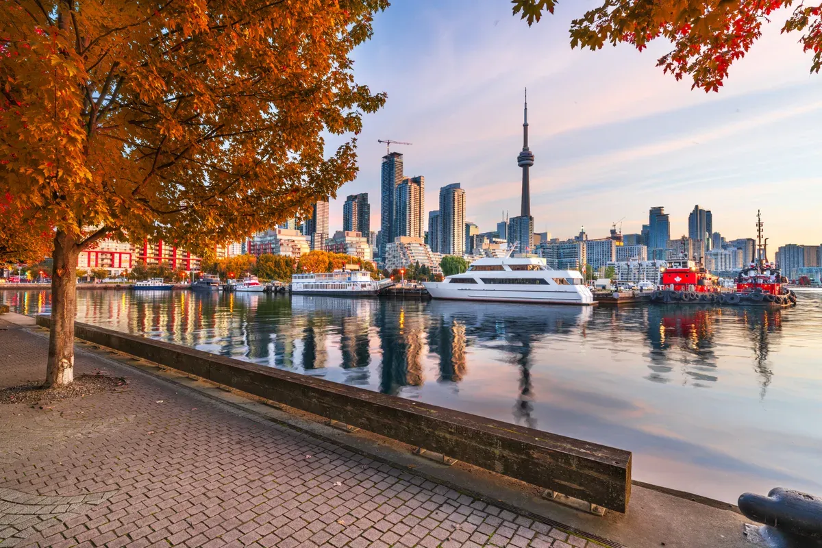 Toronto’s downtown skyline from the waterfront in autumn